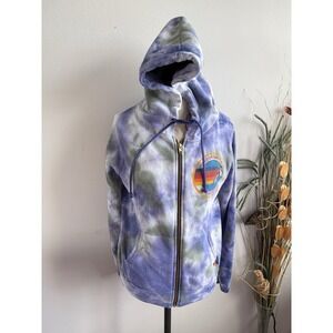 Aviator Nation Tye‎ Dye Blue Hoodie Full Zip Sweatshirt The Hamptons Surf Small